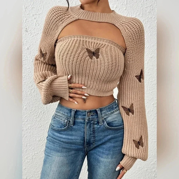 Solid Color Pullover Crop Top Sweater, Casual Daily Wear - Picture 4 of 6